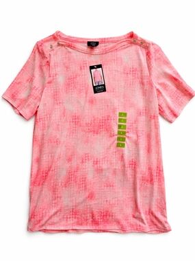Jones New York Pink Tie-Dye Short Sleeve Top